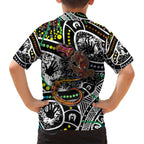 Aboriginal Lizzard Pattern Dot Art Family Matching Short Sleeve Bodycon Dress and Hawaiian Shirt
