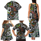 Aboriginal Lizzard Pattern Dot Art Family Matching Tank Maxi Dress and Hawaiian Shirt