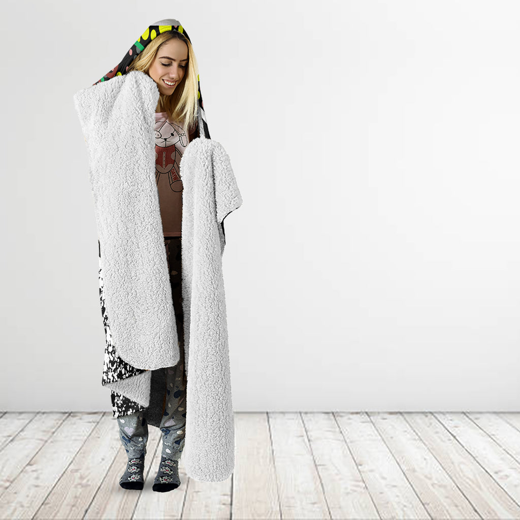 Aboriginal Lizzard Pattern Dot Art Hooded Blanket