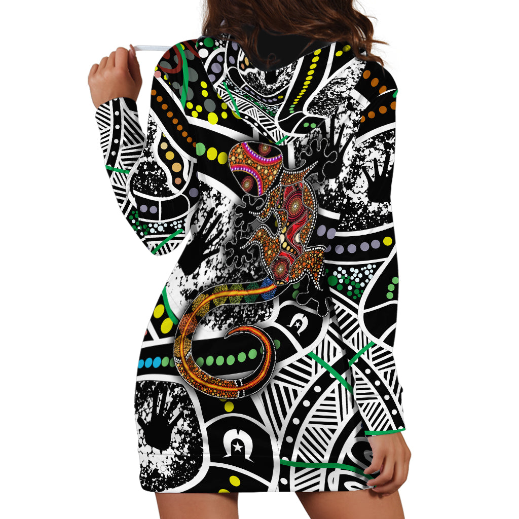 Aboriginal Lizzard Pattern Dot Art Hoodie Dress