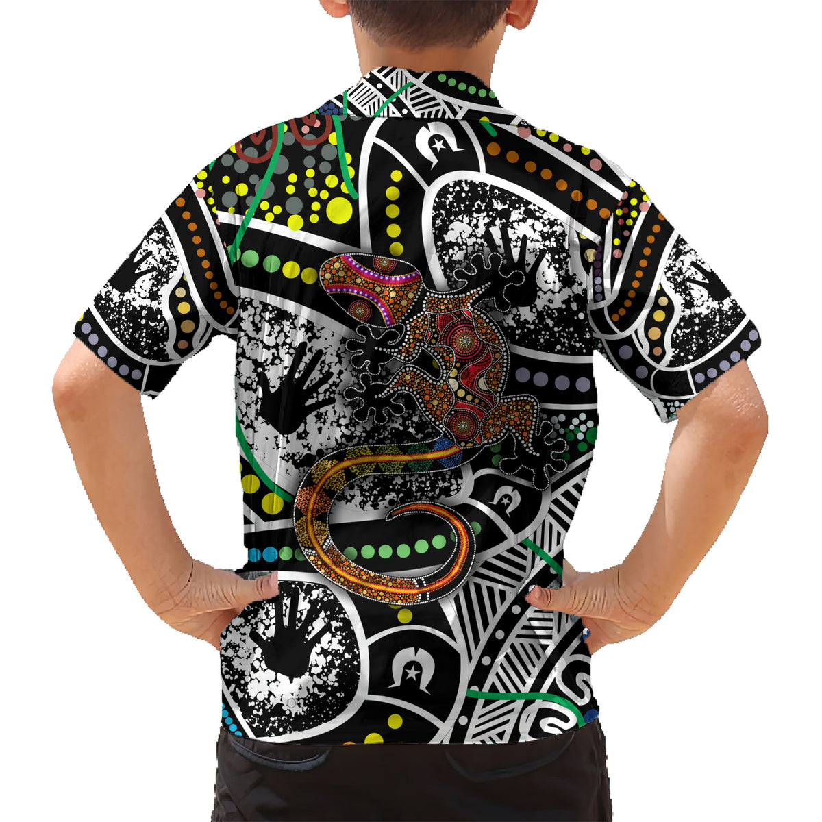 Aboriginal Lizzard Pattern Dot Art Kid Hawaiian Shirt
