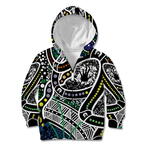 Aboriginal Lizzard Pattern Dot Art Kid Hoodie