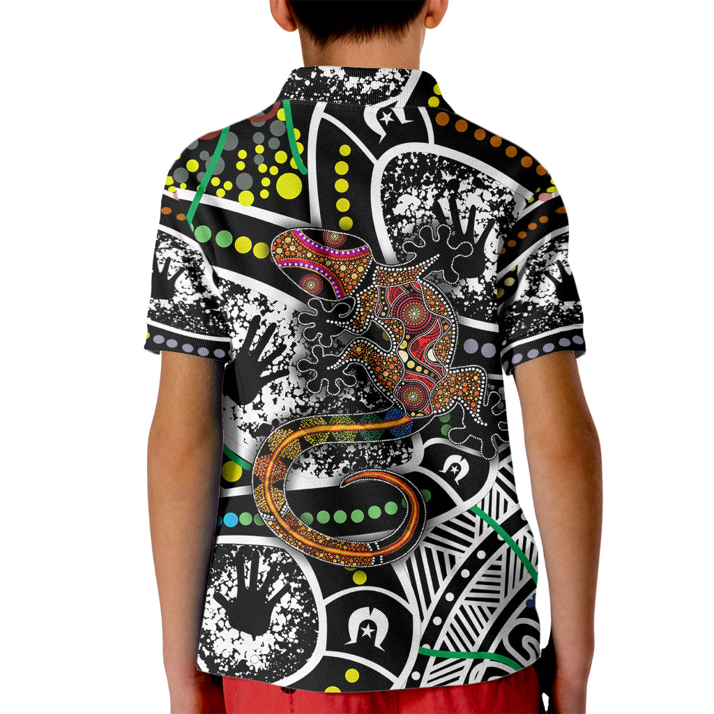 Aboriginal Lizzard Pattern Dot Art Kid Polo Shirt