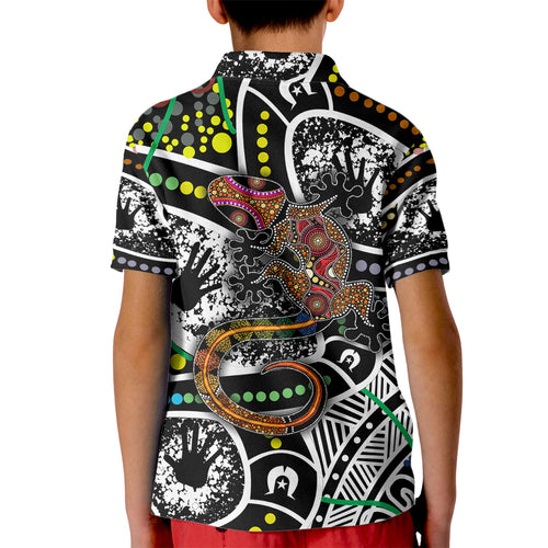 Aboriginal Lizzard Pattern Dot Art Kid Polo Shirt