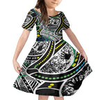 Aboriginal Lizzard Pattern Dot Art Kid Short Sleeve Dress
