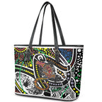 Aboriginal Lizzard Pattern Dot Art Leather Tote Bag