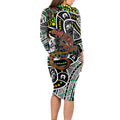 Aboriginal Lizzard Pattern Dot Art Long Sleeve Bodycon Dress