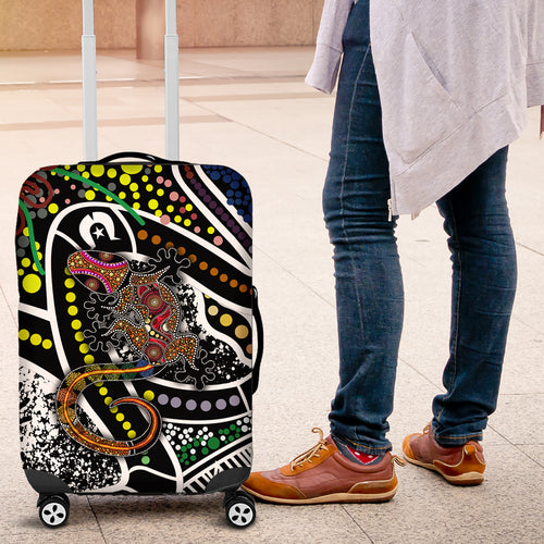 Aboriginal Lizzard Pattern Dot Art Luggage Cover