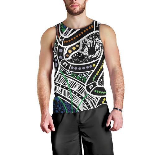 Aboriginal Lizzard Pattern Dot Art Men Tank Top