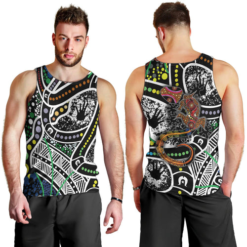 Aboriginal Lizzard Pattern Dot Art Men Tank Top