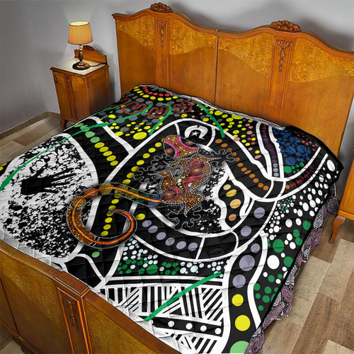 Aboriginal Lizzard Pattern Dot Art Quilt