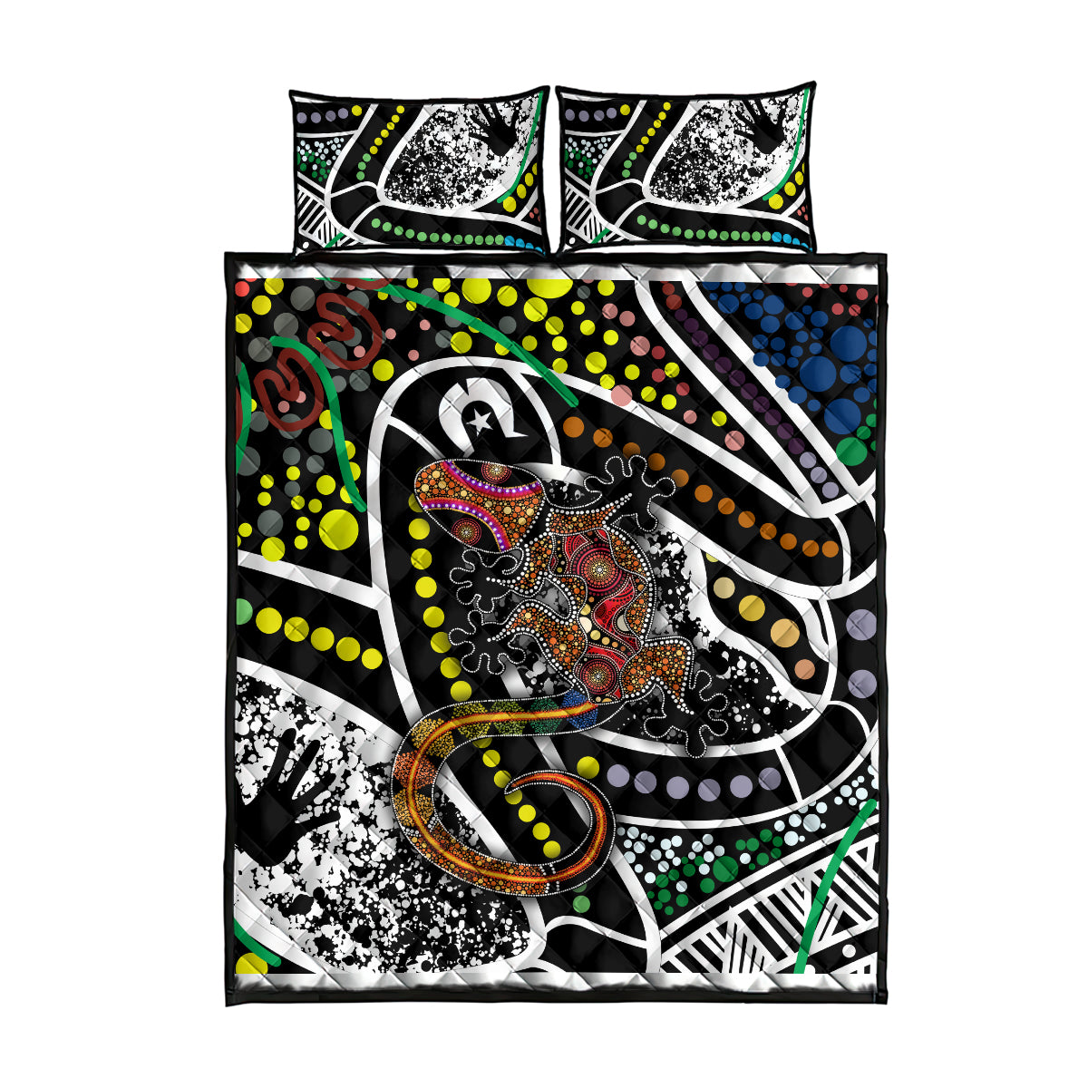 Aboriginal Lizzard Pattern Dot Art Quilt Bed Set