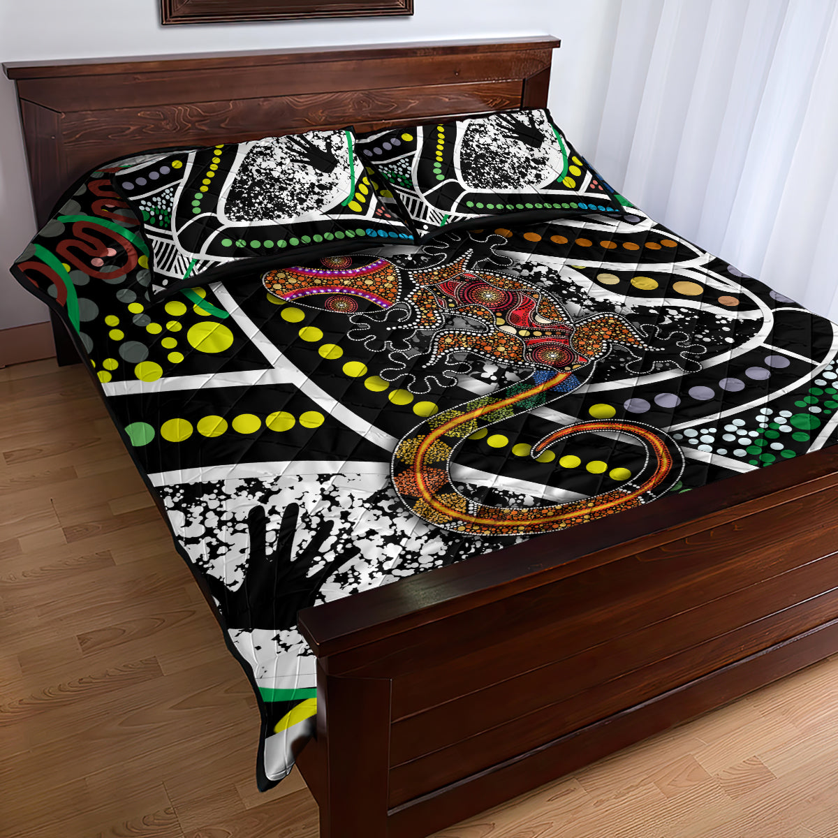 Aboriginal Lizzard Pattern Dot Art Quilt Bed Set