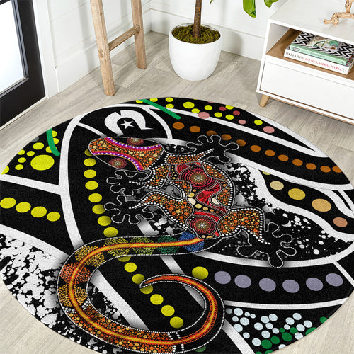 Aboriginal Lizzard Pattern Dot Art Round Carpet