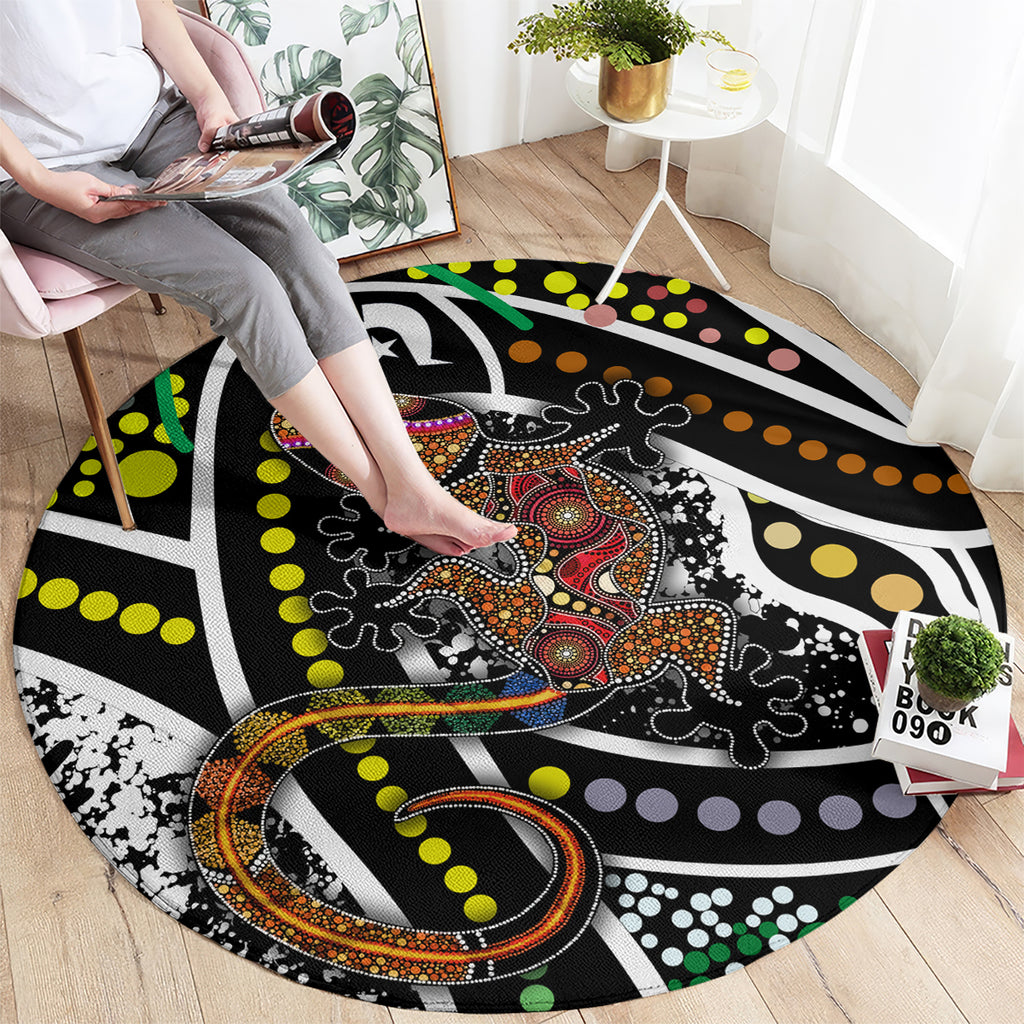 Aboriginal Lizzard Pattern Dot Art Round Carpet