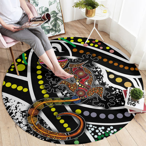 Aboriginal Lizzard Pattern Dot Art Round Carpet