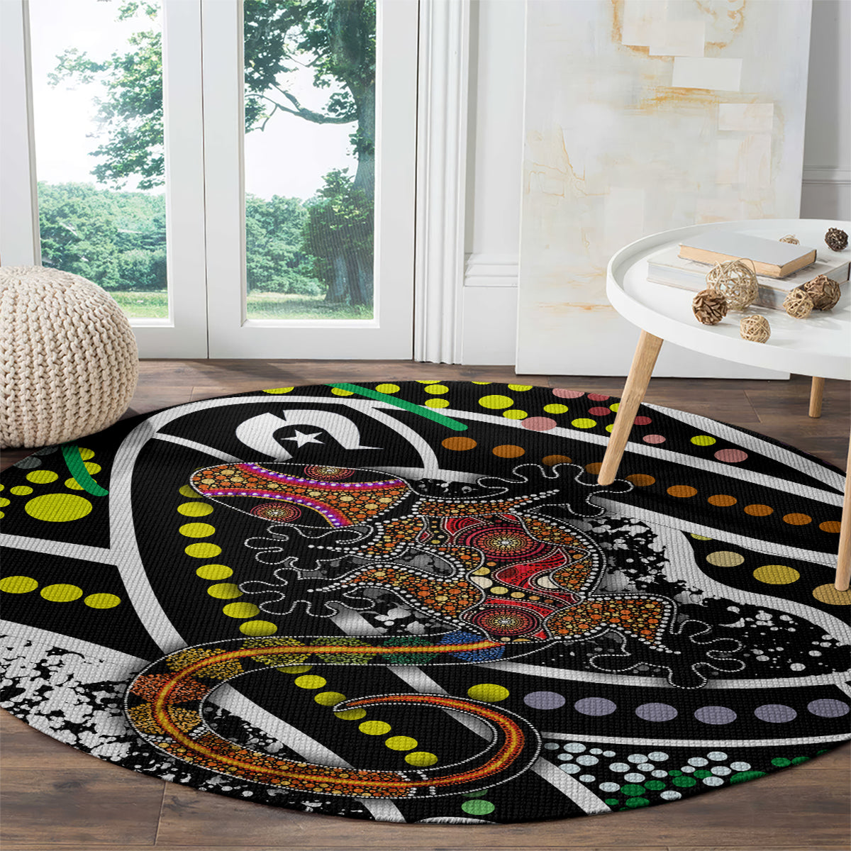Aboriginal Lizzard Pattern Dot Art Round Carpet