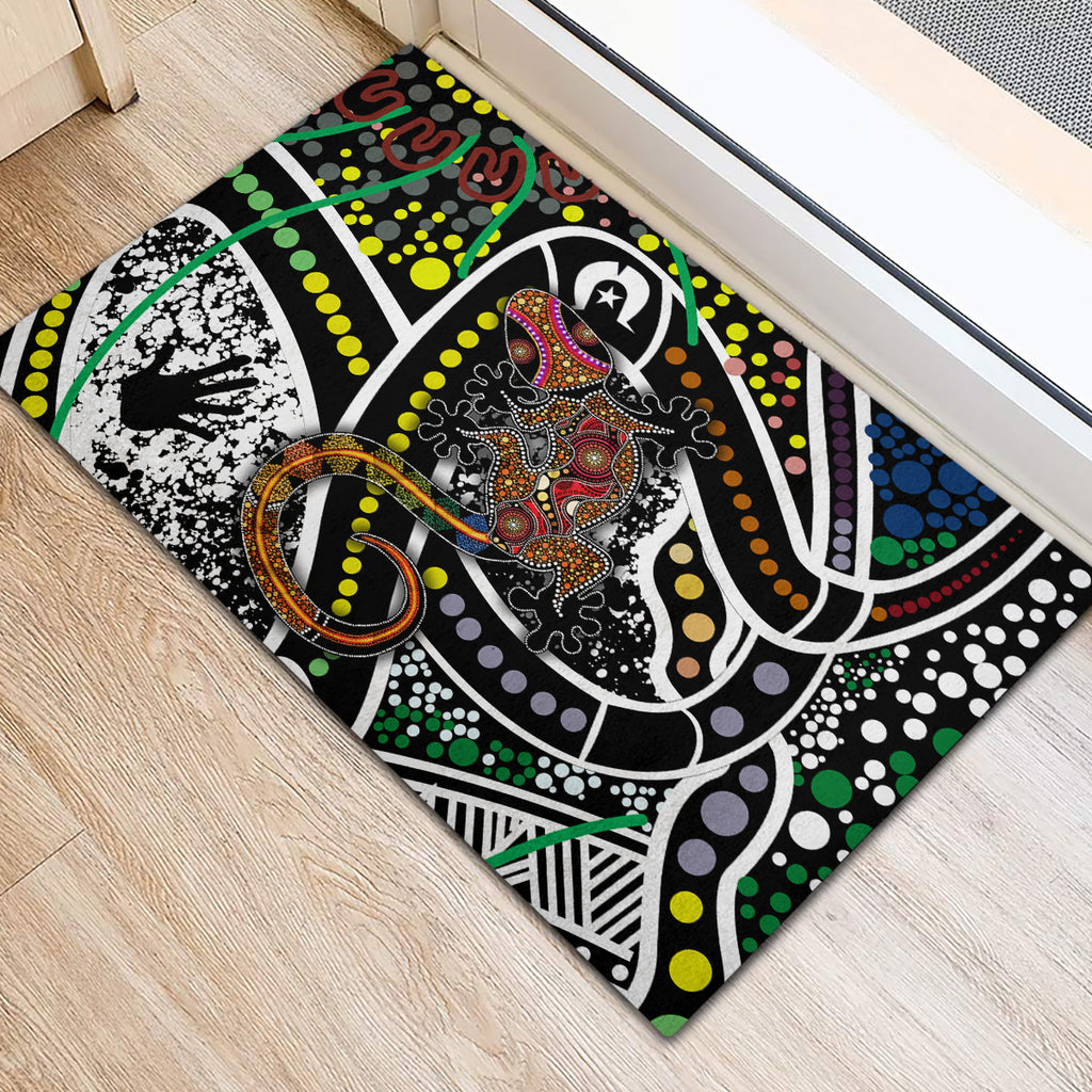 Aboriginal Lizzard Pattern Dot Art Rubber Doormat