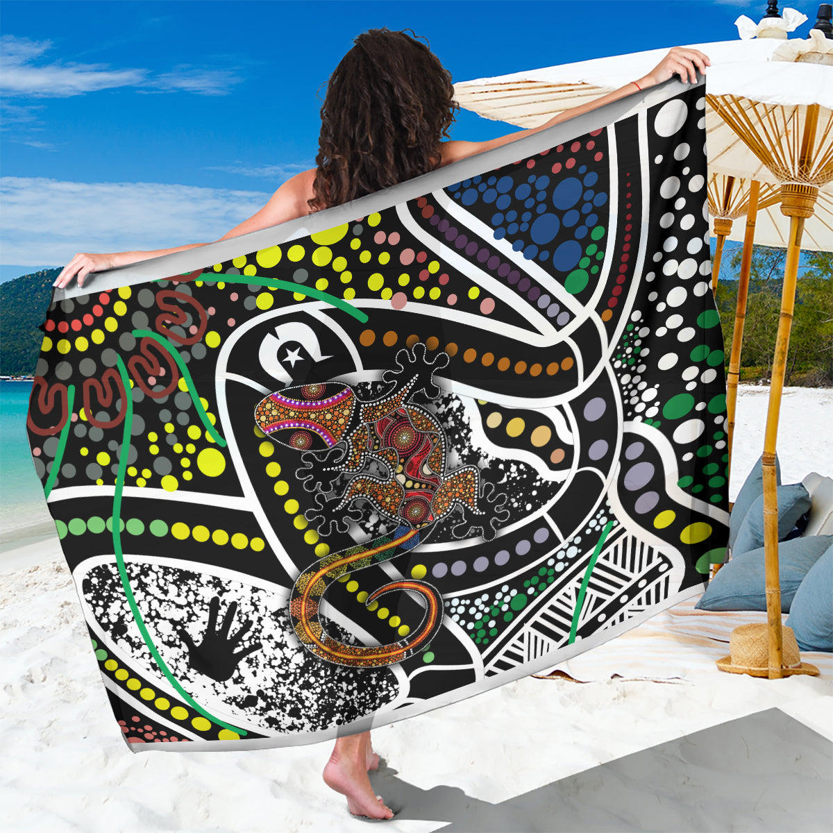 Aboriginal Lizzard Pattern Dot Art Sarong