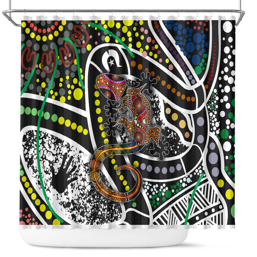 Aboriginal Lizzard Pattern Dot Art Shower Curtain