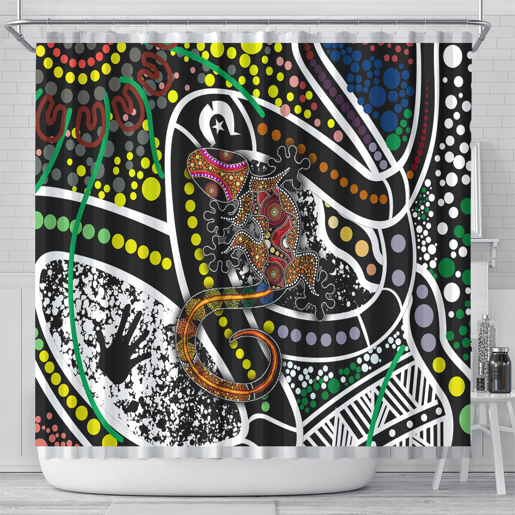 Aboriginal Lizzard Pattern Dot Art Shower Curtain