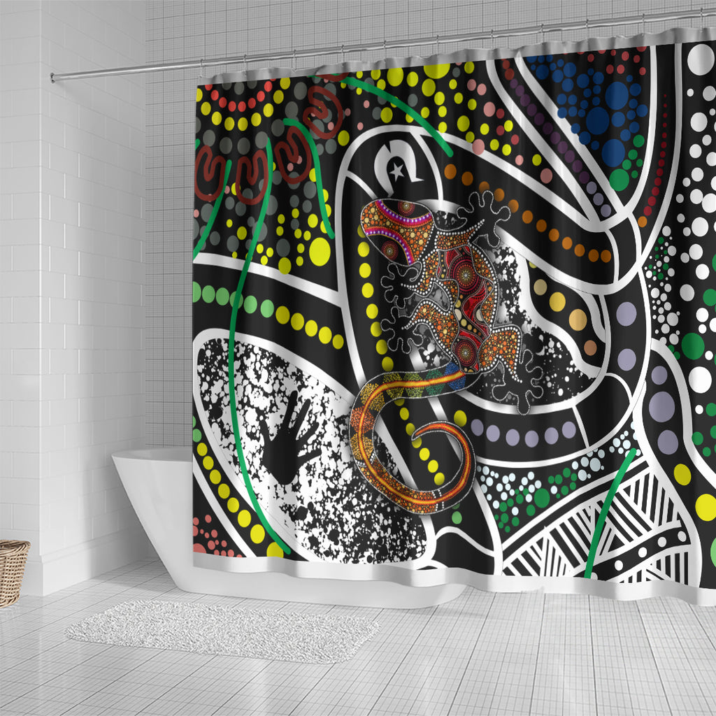 Aboriginal Lizzard Pattern Dot Art Shower Curtain