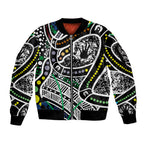 Aboriginal Lizzard Pattern Dot Art Sleeve Zip Bomber Jacket