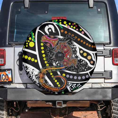 Aboriginal Lizzard Pattern Dot Art Spare Tire Cover