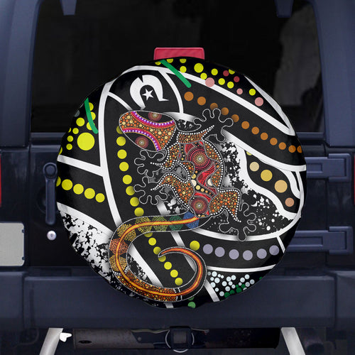Aboriginal Lizzard Pattern Dot Art Spare Tire Cover
