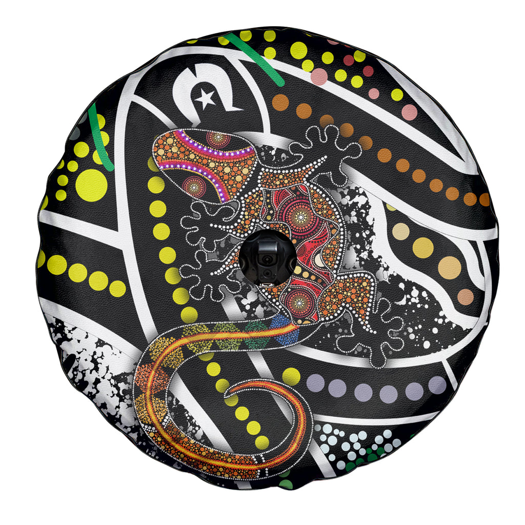 Aboriginal Lizzard Pattern Dot Art Spare Tire Cover
