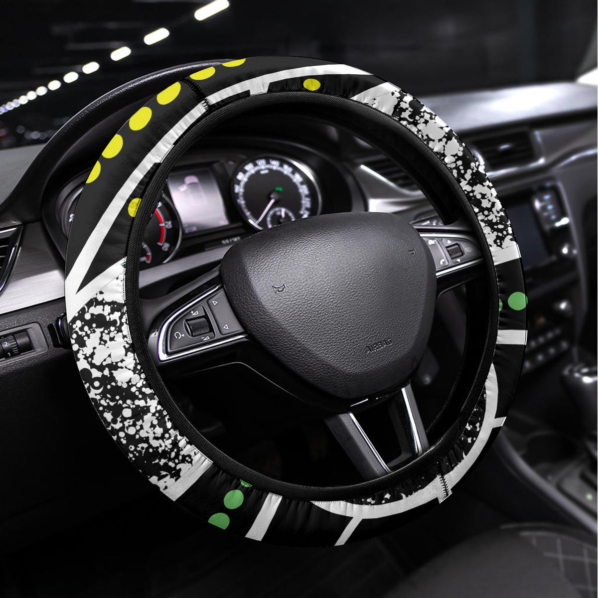 Aboriginal Lizzard Pattern Dot Art Steering Wheel Cover