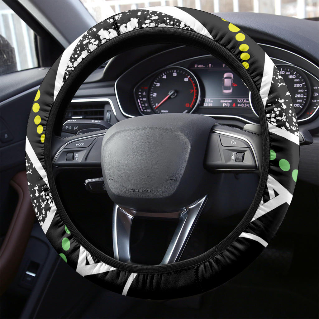 Aboriginal Lizzard Pattern Dot Art Steering Wheel Cover