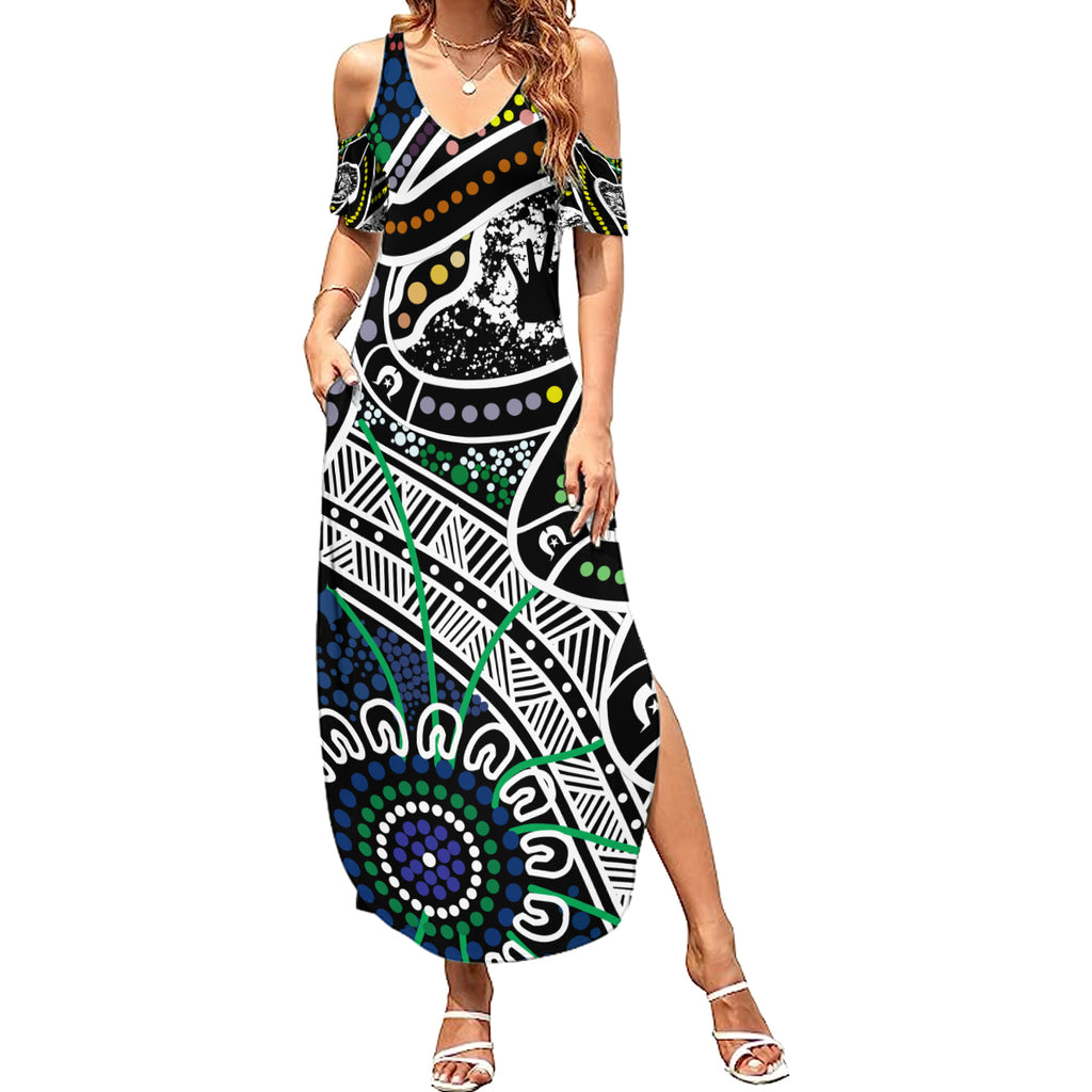 Aboriginal Lizzard Pattern Dot Art Summer Maxi Dress
