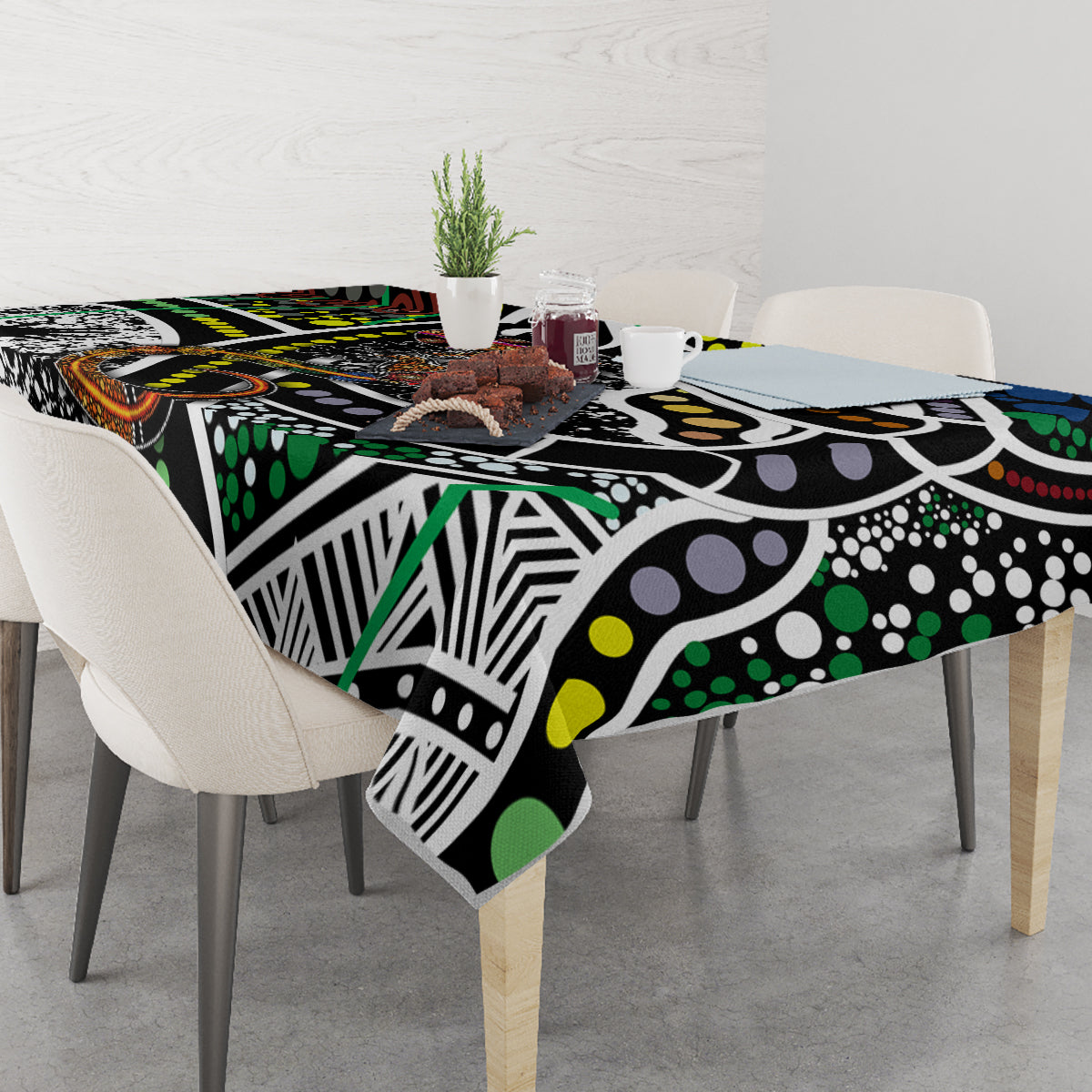 Aboriginal Lizzard Pattern Dot Art Tablecloth