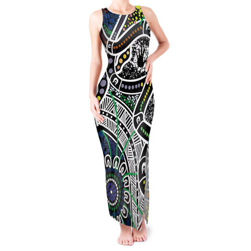 Aboriginal Lizzard Pattern Dot Art Tank Maxi Dress