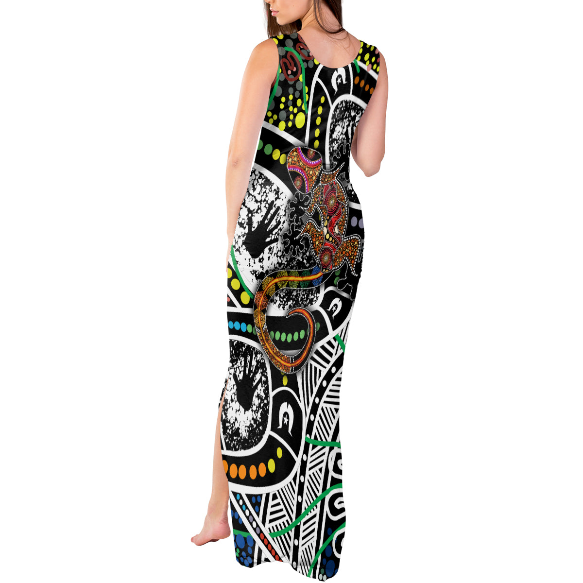 Aboriginal Lizzard Pattern Dot Art Tank Maxi Dress