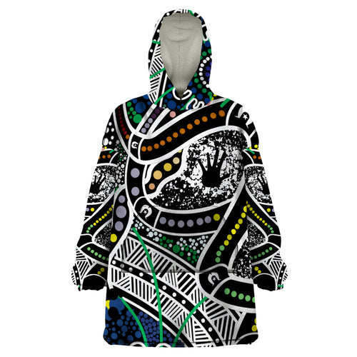 Aboriginal Lizzard Pattern Dot Art Wearable Blanket Hoodie
