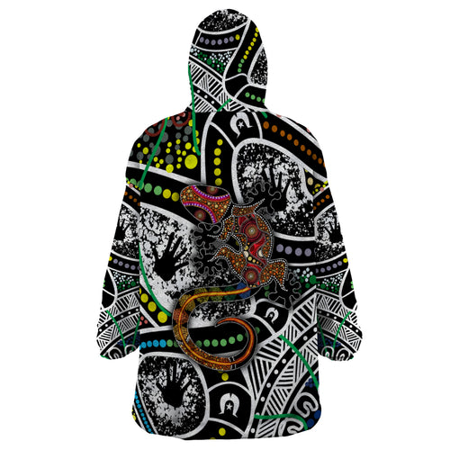 Aboriginal Lizzard Pattern Dot Art Wearable Blanket Hoodie