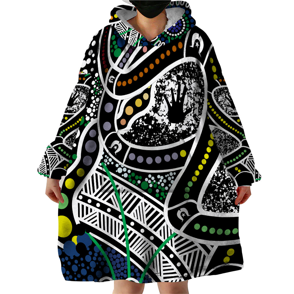 Aboriginal Lizzard Pattern Dot Art Wearable Blanket Hoodie