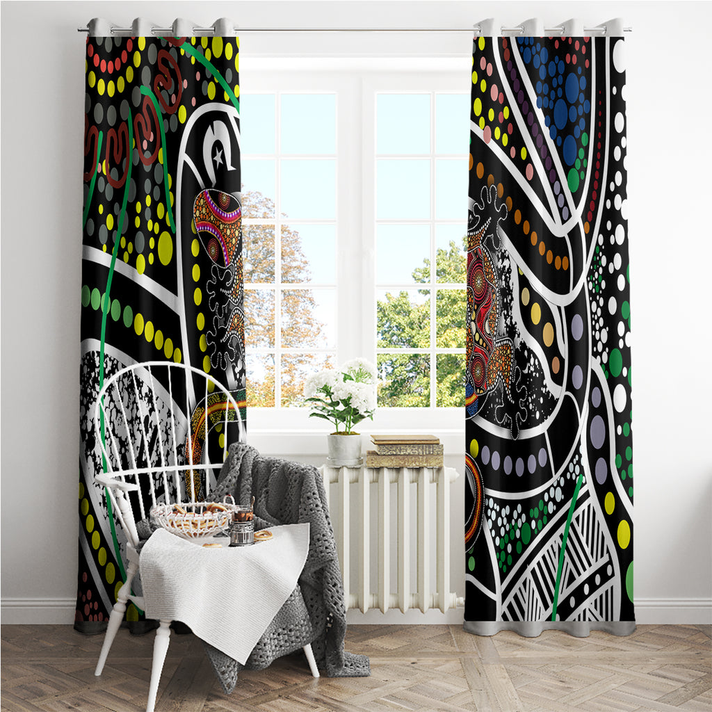 Aboriginal Lizzard Pattern Dot Art Window Curtain