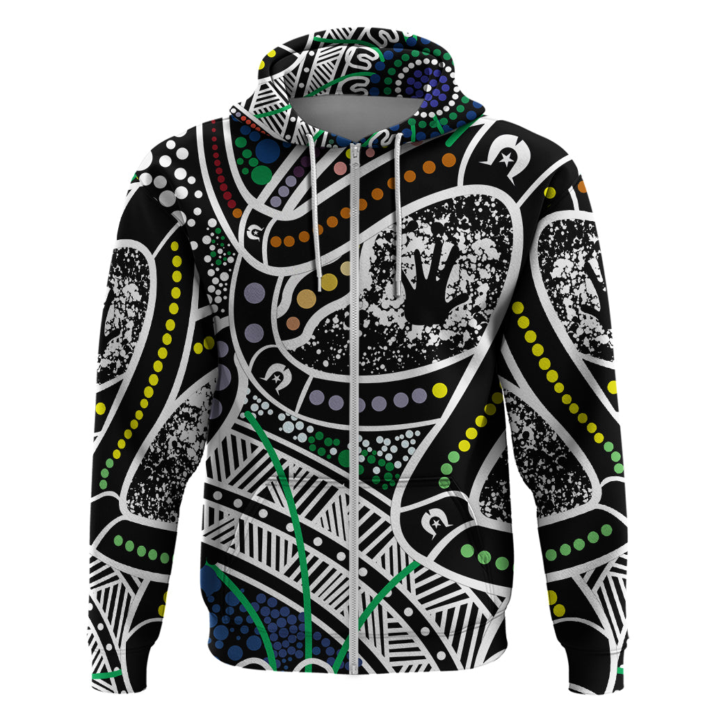 Aboriginal Lizzard Pattern Dot Art Zip Hoodie