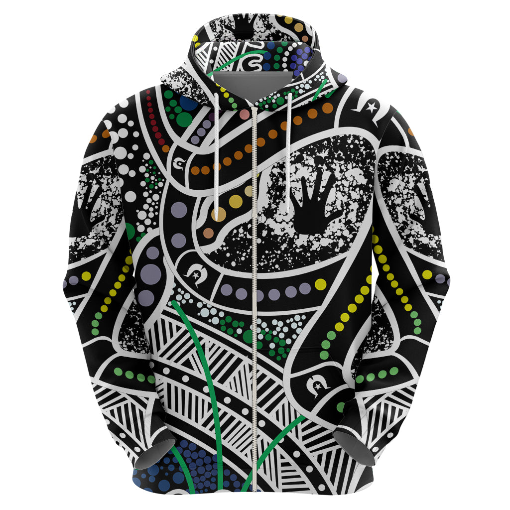 Aboriginal Lizzard Pattern Dot Art Zip Hoodie