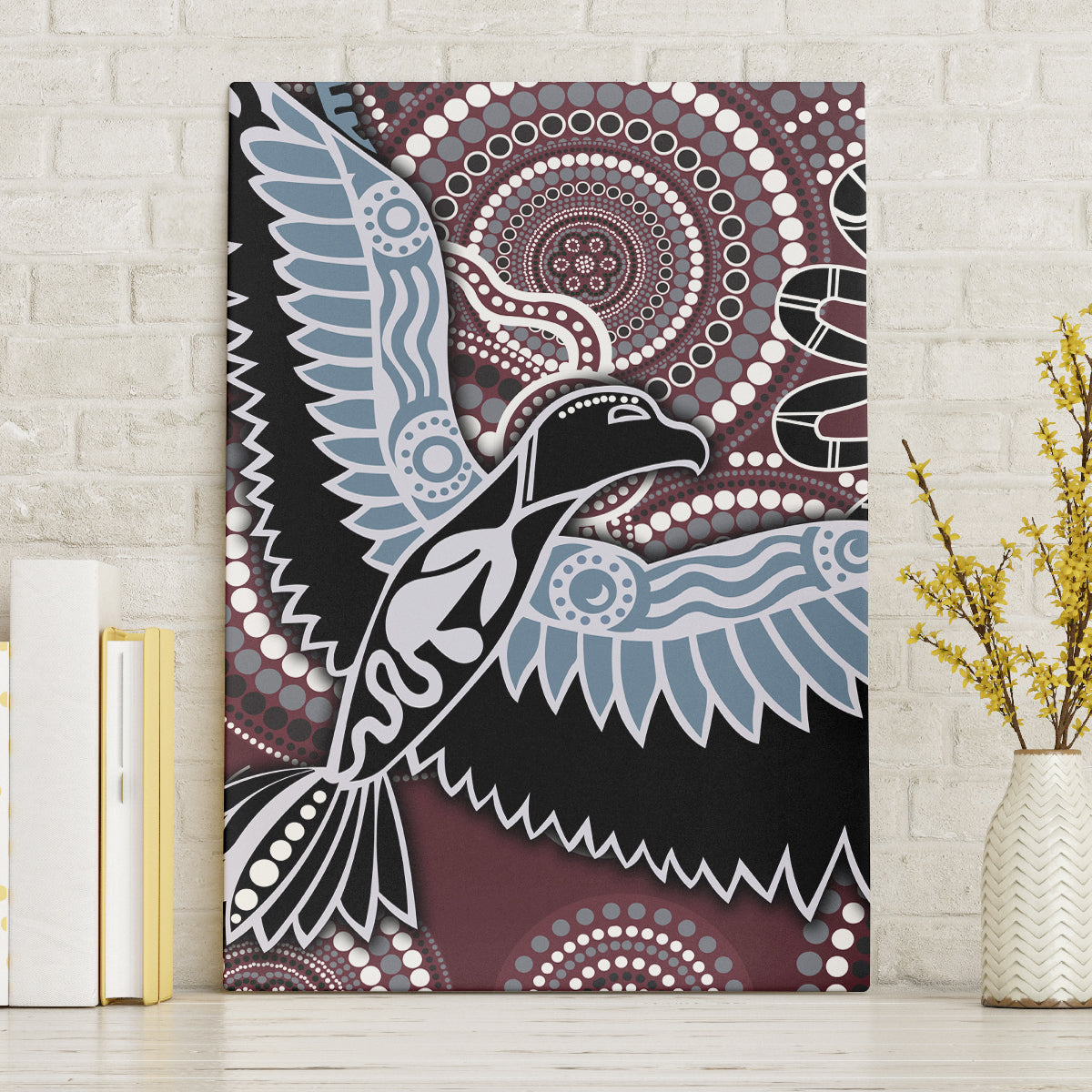 Aboriginal Pattern Bird Canvas Wall Art