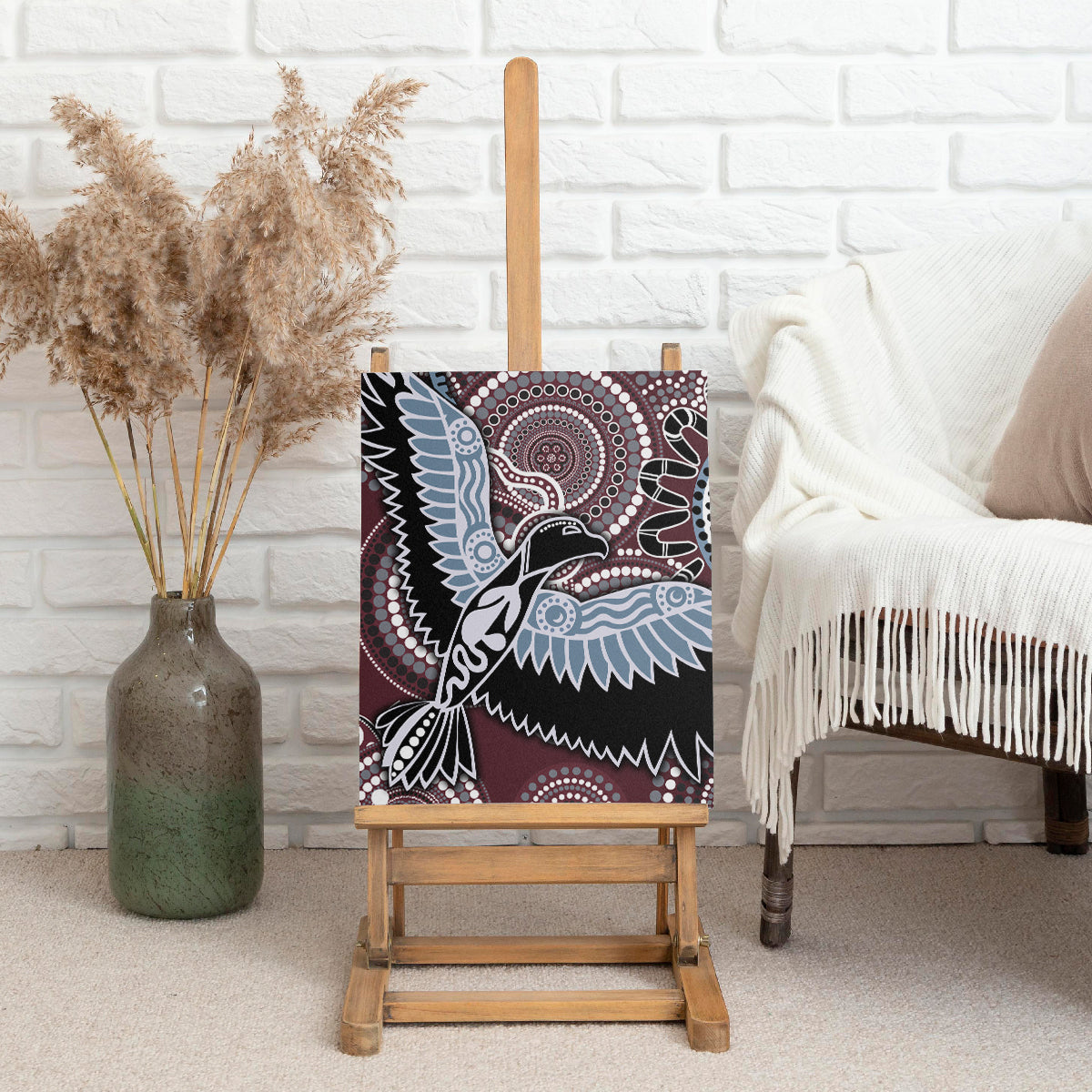 Aboriginal Pattern Bird Canvas Wall Art
