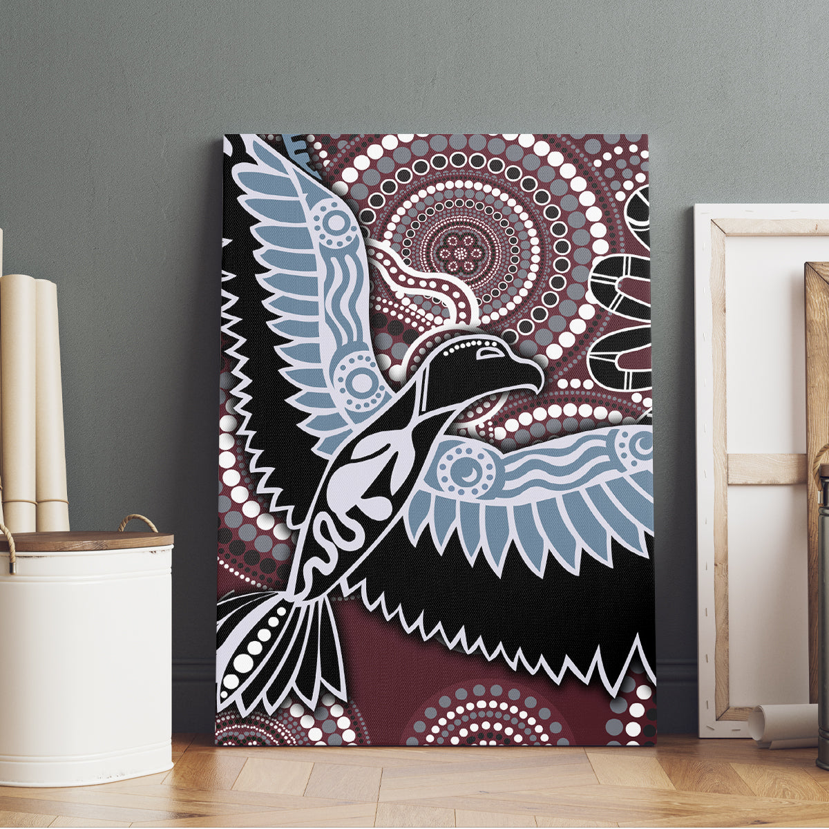 Aboriginal Pattern Bird Canvas Wall Art