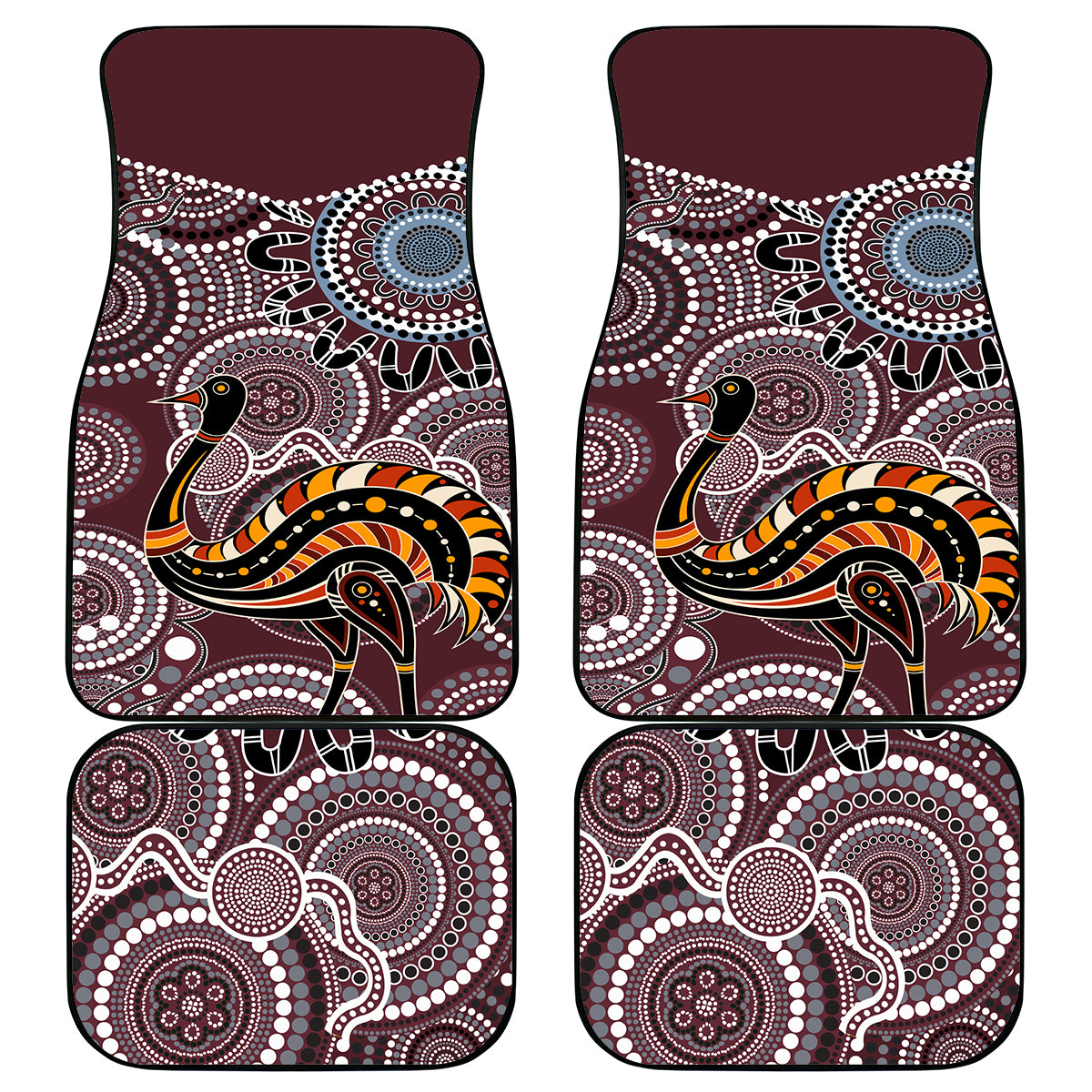 Aboriginal Pattern Bird Car Mats