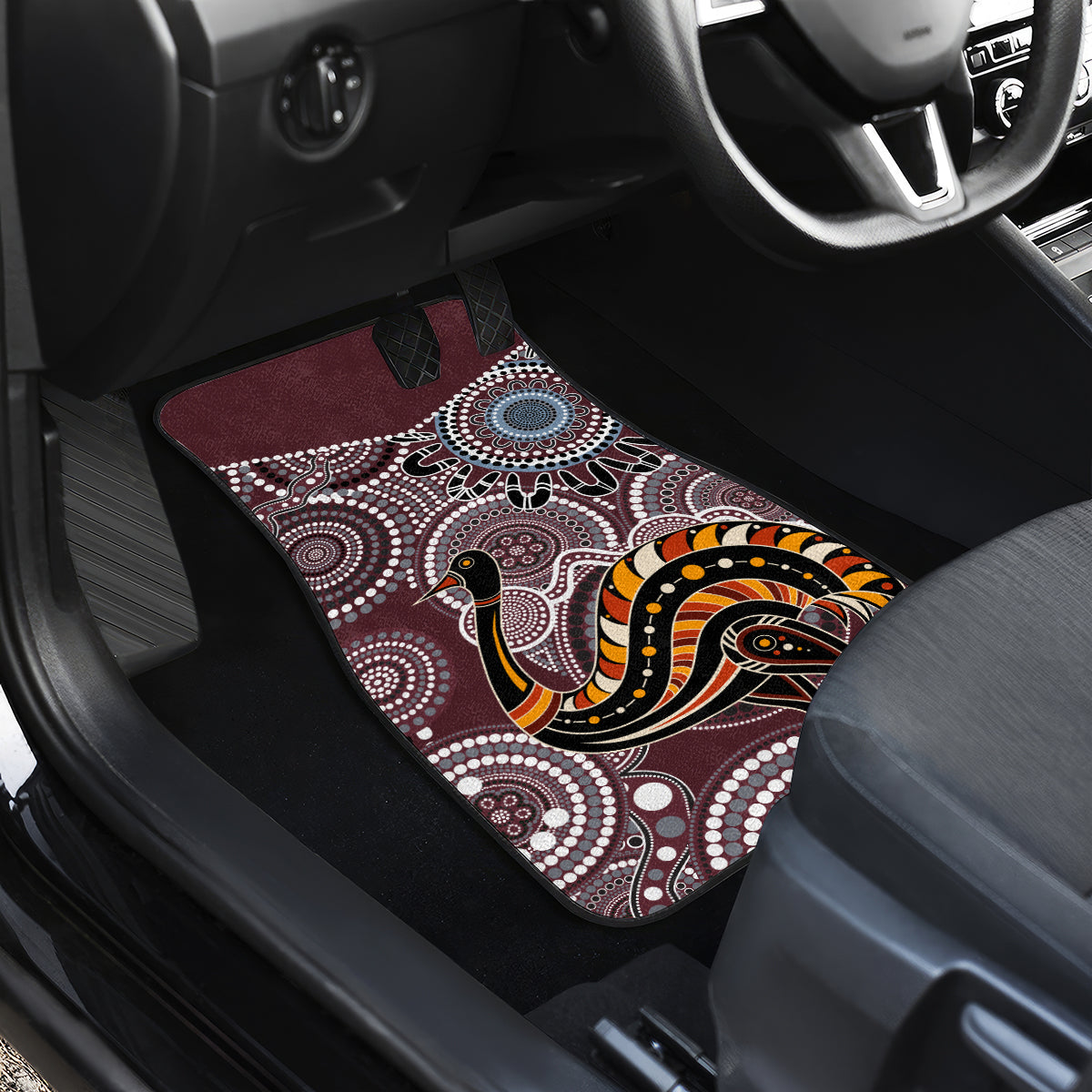 Aboriginal Pattern Bird Car Mats