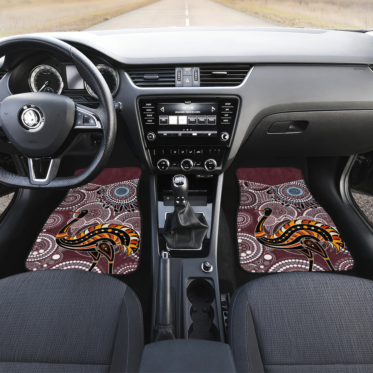 Aboriginal Pattern Bird Car Mats