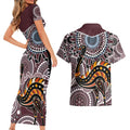 Aboriginal Pattern Bird Couples Matching Short Sleeve Bodycon Dress and Hawaiian Shirt