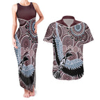 Aboriginal Pattern Bird Couples Matching Tank Maxi Dress and Hawaiian Shirt